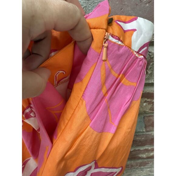 Lilly Pulitzer Orange Pink Multi-Color Floral Mini WHITLEY KEEN PEACH Skirt 4 - Picture 6 of 9